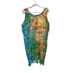 Sol & Spa Womens Colorful Leopard Jungle 100% Cotton Swimsuit Cover Vacation